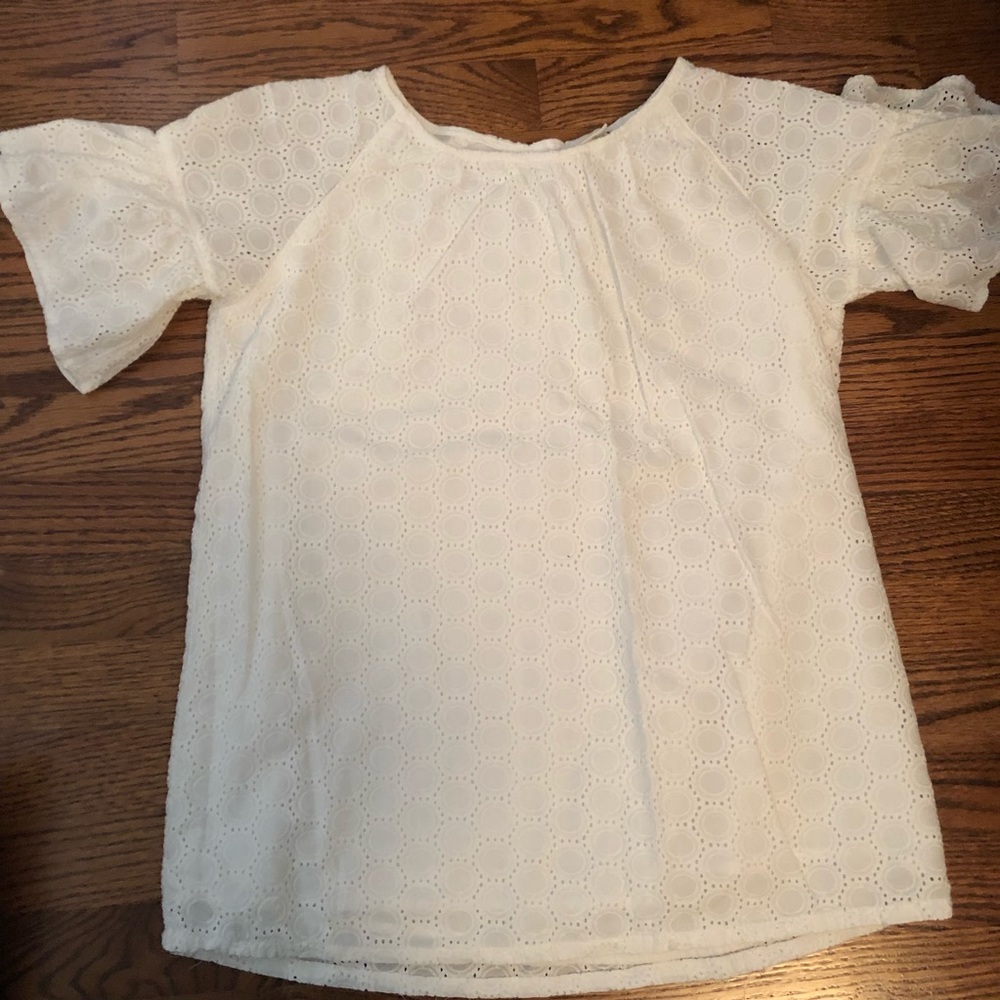 Cat and Jack white eyelit top